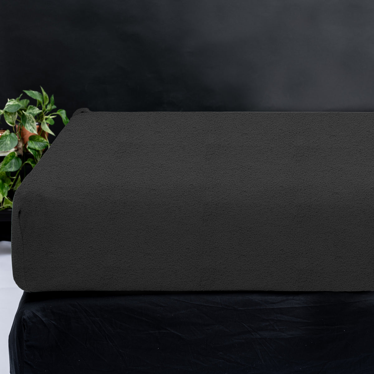 Hoeslaken teddy polyester antraciet 160 x 200 cm, hoekhoogte 30 cm, voor de slaapkamer