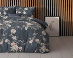 Dekbedovertrek katoen polyester Eloise 2 bloemenprint indigo 140 x 200/220 cm, met kussensloop