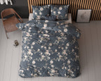 Dekbedovertrek katoen-polyester Eloise bloemenprint indigo 200 x 200/220 cm, met 2 kussenslopen