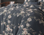 Dekbedovertrek katoen-polyester Eloise 2 indigo bloemenprint 240 x 200/220 cm, met 2 kussenslopen