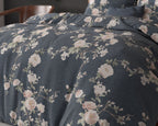 Dekbedovertrek katoen-polyester Eloise 2 indigo bloemenprint 240 x 200/220 cm, met 2 kussenslopen