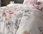 Dekbedovertrek microvezel Isabeau wit met bloemenprint 200 x 200/220 cm, met 2 kussenslopen 60 x 70 cm