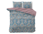 Dekbedovertrek microvezel Giselle blauw met ornamentprint 240 x 220 cm, met 2 kussenslopen 60 x 70 cm