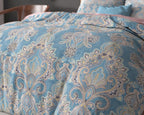 Dekbedovertrek microvezel Giselle blauw met ornamentprint 240 x 220 cm, met 2 kussenslopen 60 x 70 cm