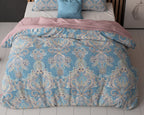 Dekbedovertrek microvezel Giselle blauw met ornamentprint 240 x 220 cm, met 2 kussenslopen 60 x 70 cm