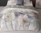 Dekbedovertrek microvezel Annique grijs bloemenprint 200 x 220 cm, met 2 kussenslopen 60 x 70 cm