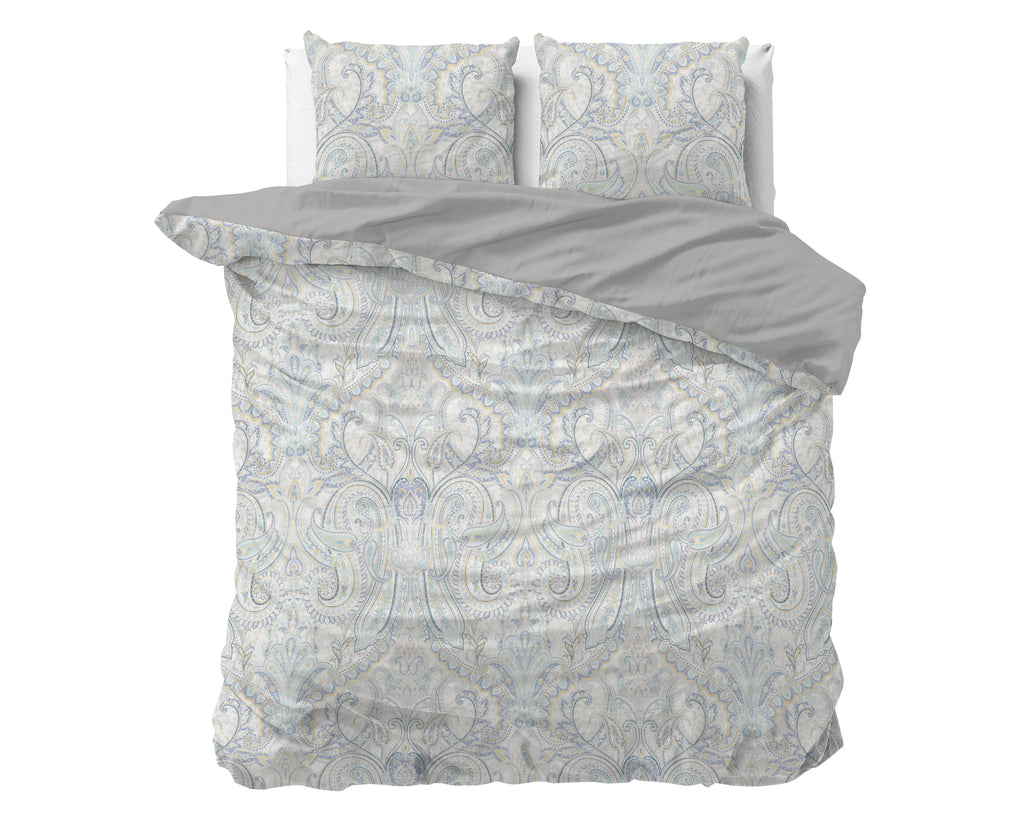 Dekbedovertrek microvezel Cherine grijs paisley 240 x 220 cm, met 2 kussenslopen 60 x 70 cm