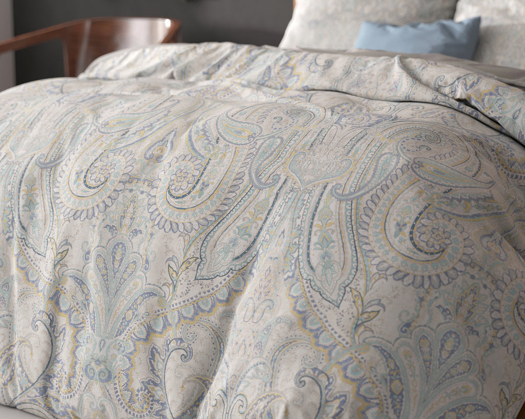 Dekbedovertrek microvezel Cherine grijs paisley 240 x 220 cm, met 2 kussenslopen 60 x 70 cm