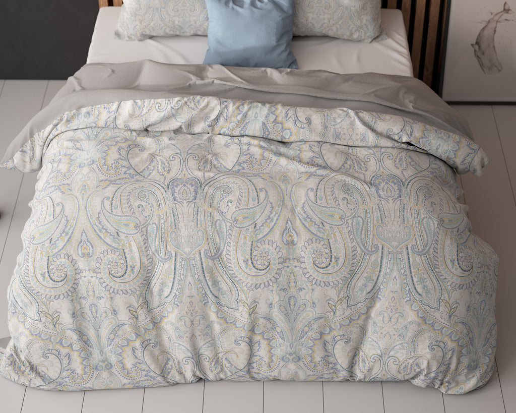 Dekbedovertrek microvezel Cherine grijs paisley 240 x 220 cm, met 2 kussenslopen 60 x 70 cm