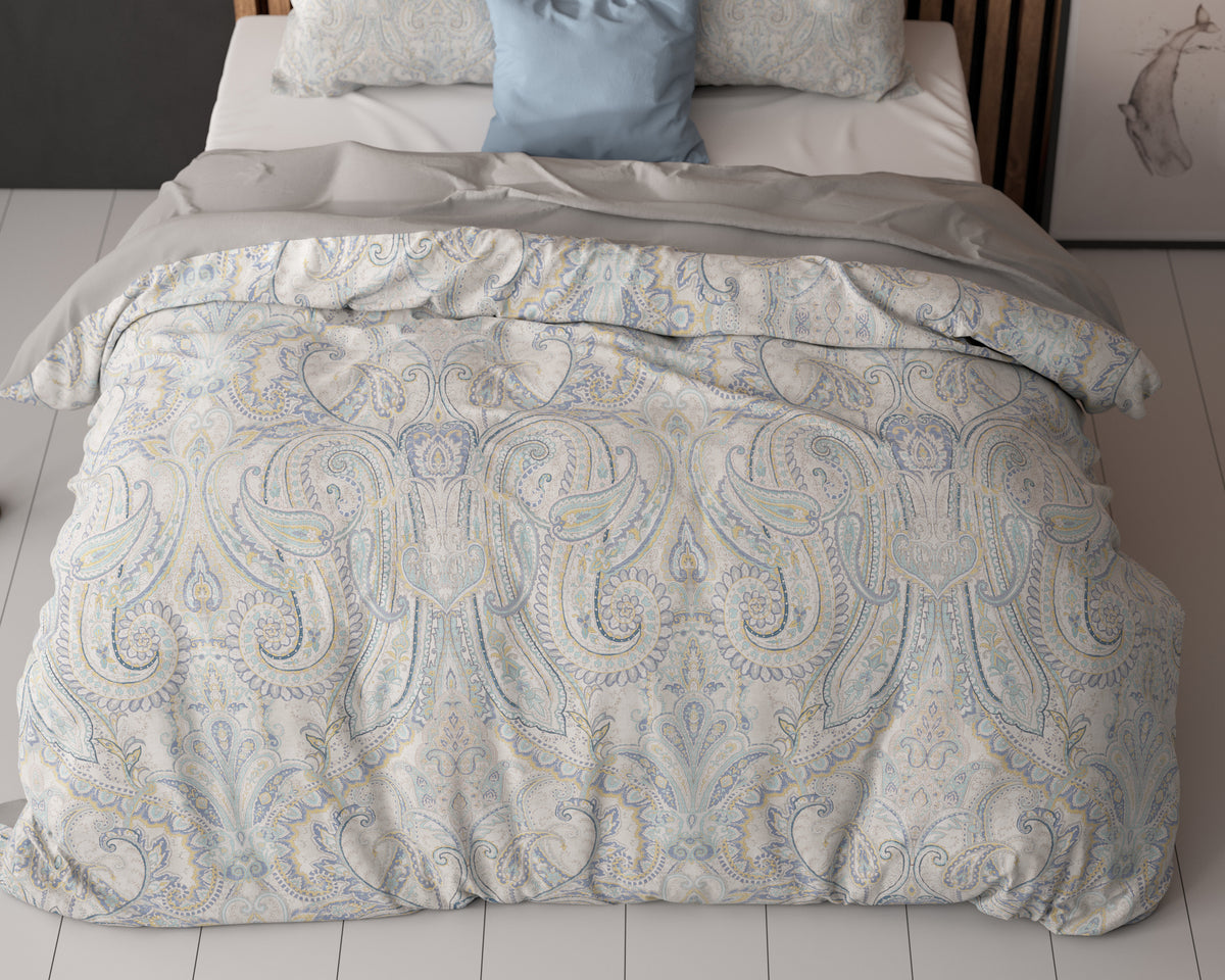 Dekbedovertrek microvezel Cherine grijs paisley 240 x 220 cm, met 2 kussenslopen 60 x 70 cm