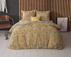 Dekbedovertrek microvezel goud paisley print 240 x 220 cm, met 2 kussenslopen 60 x 70 cm