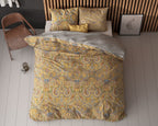 Dekbedovertrek microvezel goud paisley print 240 x 220 cm, met 2 kussenslopen 60 x 70 cm