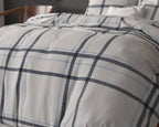 Dekbedovertrek micropercal katoen geruit wit met blauw 140 x 220 cm, met kussenslopen 60 x 70 cm