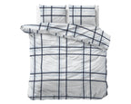 Dekbedovertrek katoen micropercal geruit wit en blauw 240 x 220 cm, met 2 kussenslopen 60 x 70 cm
