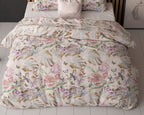 Dekbedovertrek katoen/polyester bloemenprint roze 240 x 220 cm, met 2 kussenslopen 60 x 70 cm