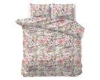 Dekbedovertrek katoen/polyester bloemenprint roze 240 x 220 cm, met 2 kussenslopen 60 x 70 cm