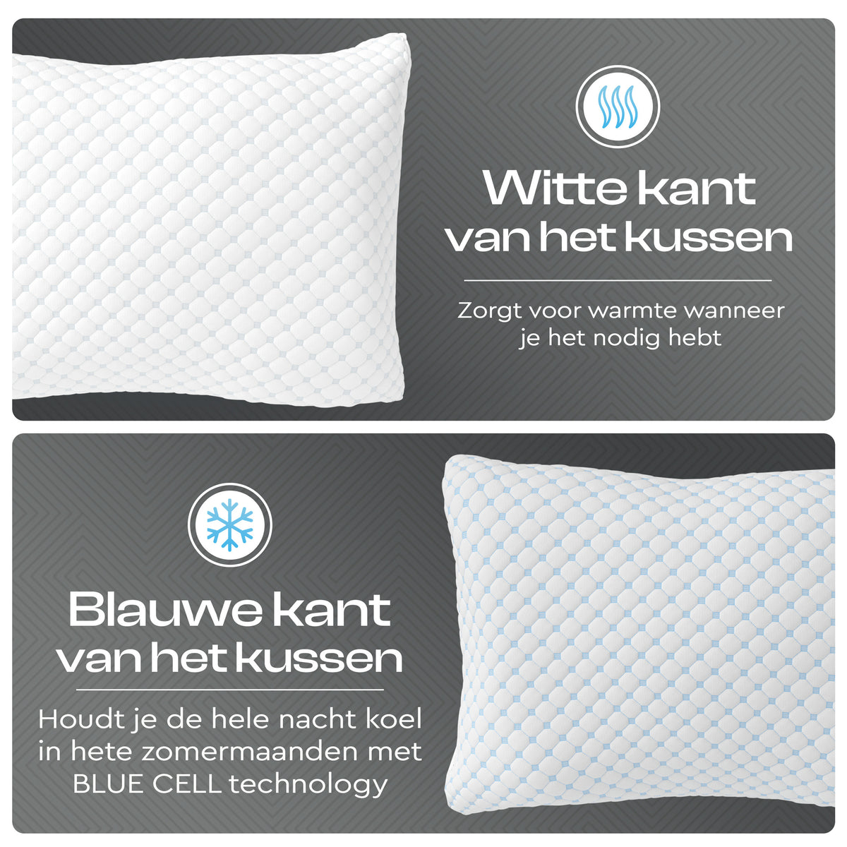 Hoofdkussen traagschuim versnipperd verstelbaar wit 50 x 70 cm, verkoelend, voor zij-, rug- en buikslapers