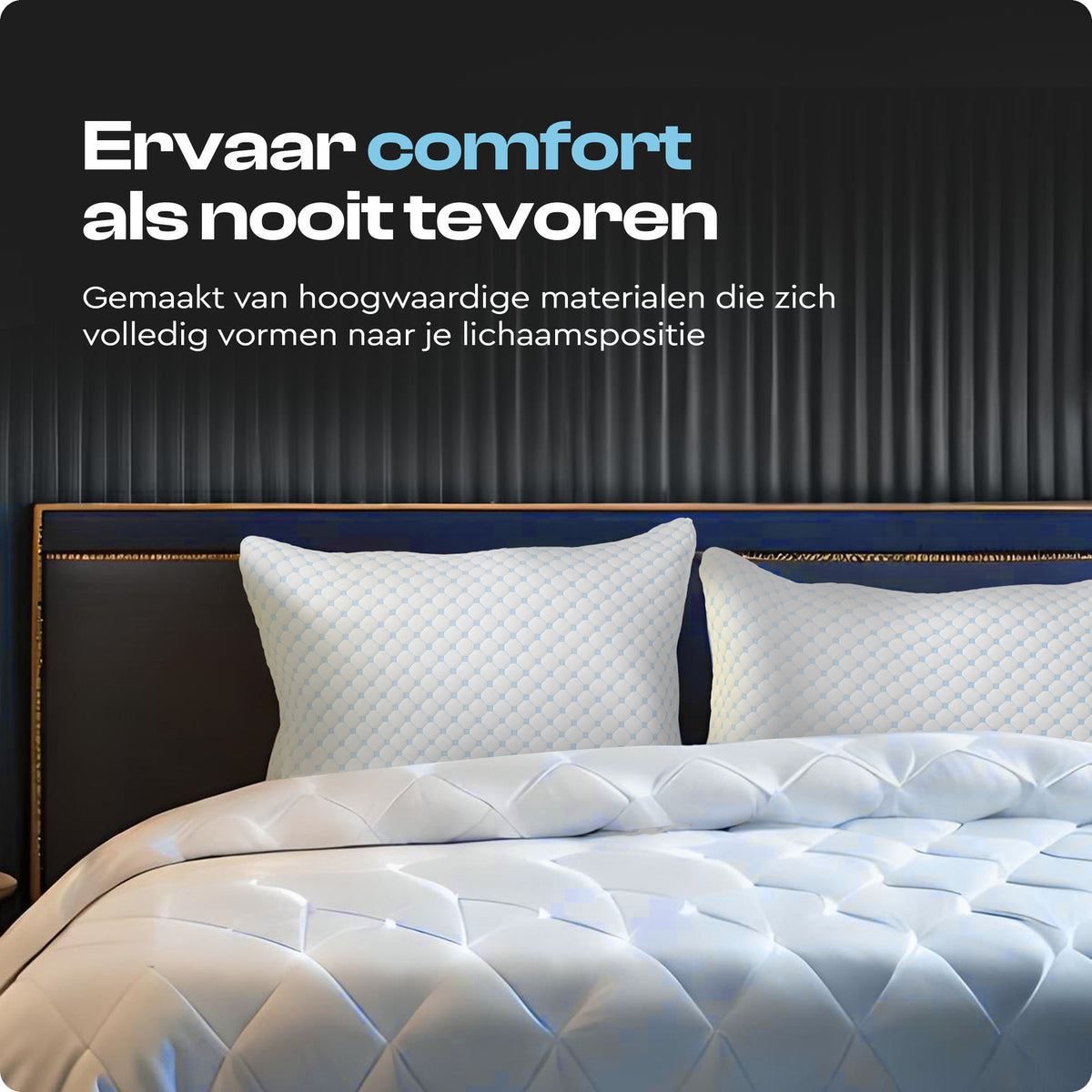 Hoofdkussen traagschuim versnipperd verstelbaar wit 50 x 70 cm, verkoelend, voor zij-, rug- en buikslapers
