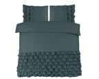 Dekbedovertrek katoen percale ruches cipresgroen 240 x 220 cm, met 2 kussenslopen 60 x 70 cm