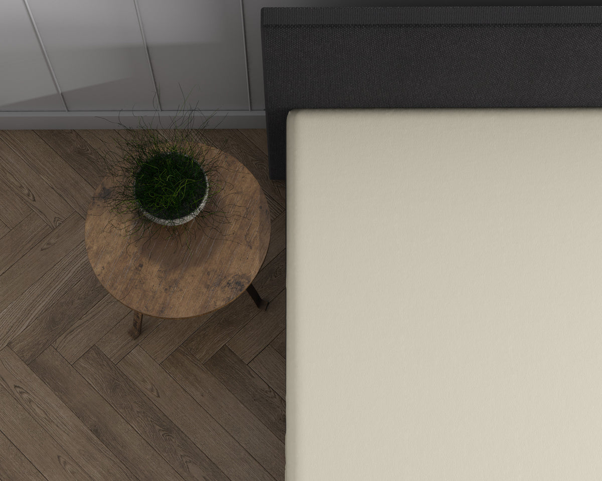 Topper hoeslaken dubbel jersey katoen crème 140 x 200/220 cm, voor toppers van 8–15 cm dikte