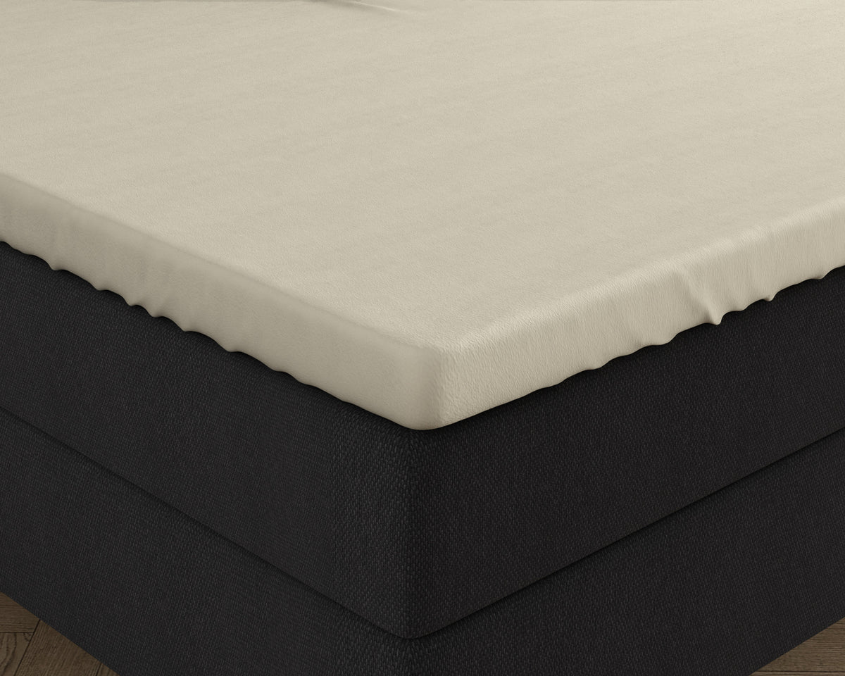Topper hoeslaken dubbel jersey katoen crème 160/180 x 200/220 cm, hoekhoogte 20 cm, voor slaapkamer