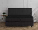 Topperhoeslaken dubbel jersey gebreid katoen zwart 160/180 x 200/220 cm, voor toppers van 8–15 cm