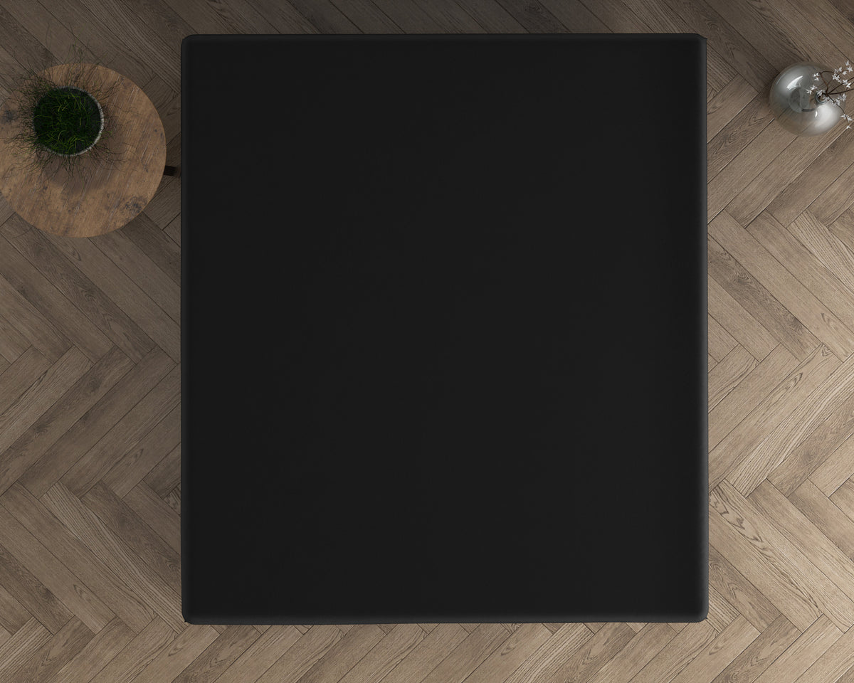 Topperhoeslaken dubbel jersey gebreid katoen zwart 160/180 x 200/220 cm, voor toppers van 8–15 cm