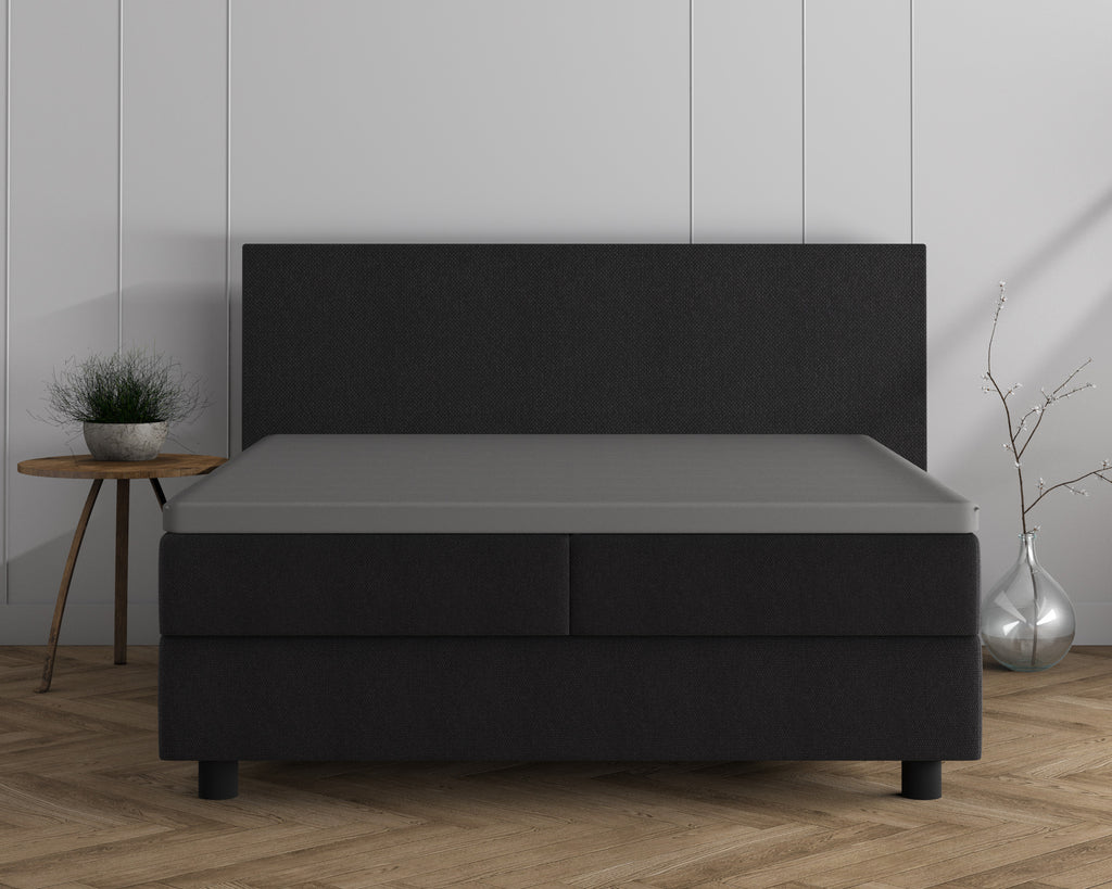 Topper hoeslaken katoen double jersey grijs 140 x 200/220 cm, hoekhoogte 20 cm voor hoge toppers