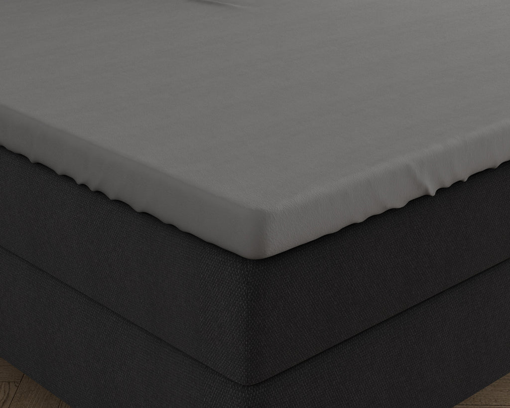 Hoeslaken topper dubbel jersey katoen grijs 190/200 x 220/230 cm, hoekhoogte 20 cm, 220 g/m²