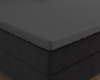 Topper hoeslaken dubbel jersey gebreid katoen antraciet 190/200 x 220/230 cm, voor toppers van 8–15 cm
