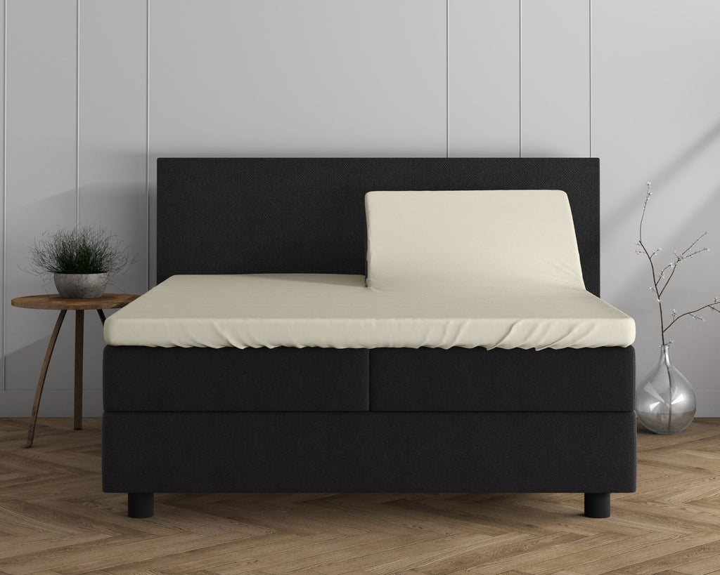 Splittopper hoeslaken jersey katoen crème 160 x 200/220 cm, voor topperdikte 8–15 cm