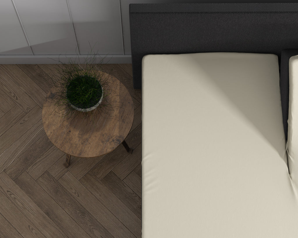 Splittopper hoeslaken jersey katoen crème 160 x 200/220 cm, voor topperdikte 8–15 cm