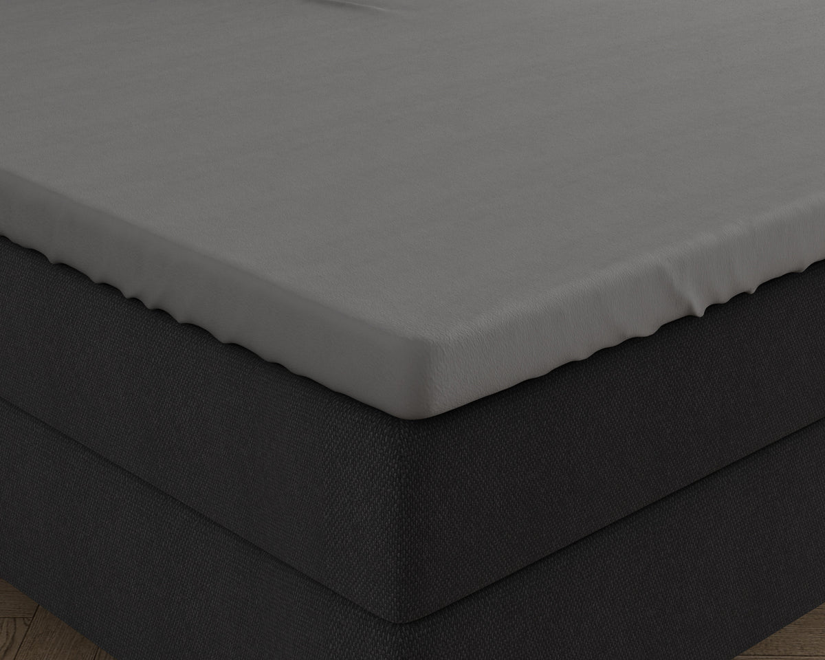 Hoeslaken split-topper dubbel jersey katoen 220 g/m² grijs 160 x 200/220 cm, hoekhoogte 20 cm