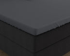 Hoeslaken splittopper gebreid katoen dubbel jersey antraciet 160 x 200/220 cm, stretch