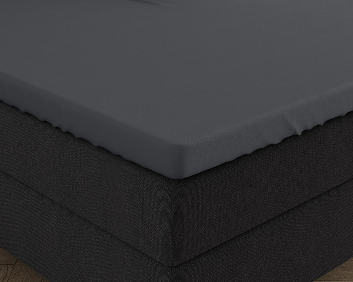 Hoeslaken splittopper gebreid katoen dubbel jersey antraciet 160 x 200/220 cm, stretch