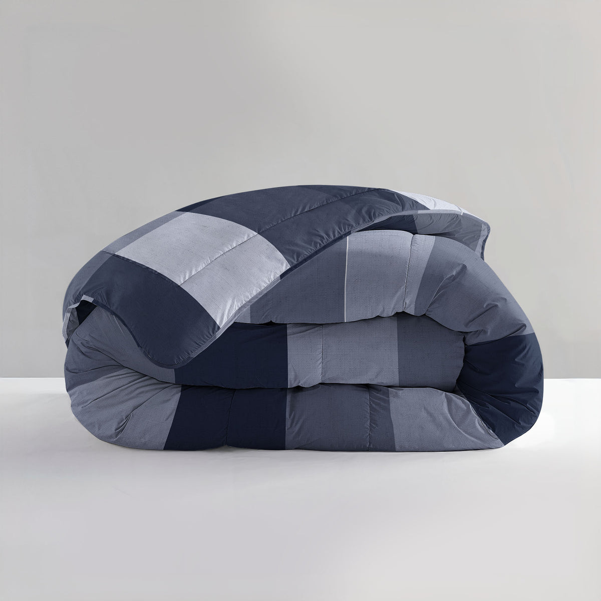 Lazy dekbed microvezel all-in-one Anne, blauw geblokt 240 x 220 cm, met 2 kussenslopen 60 x 70 cm