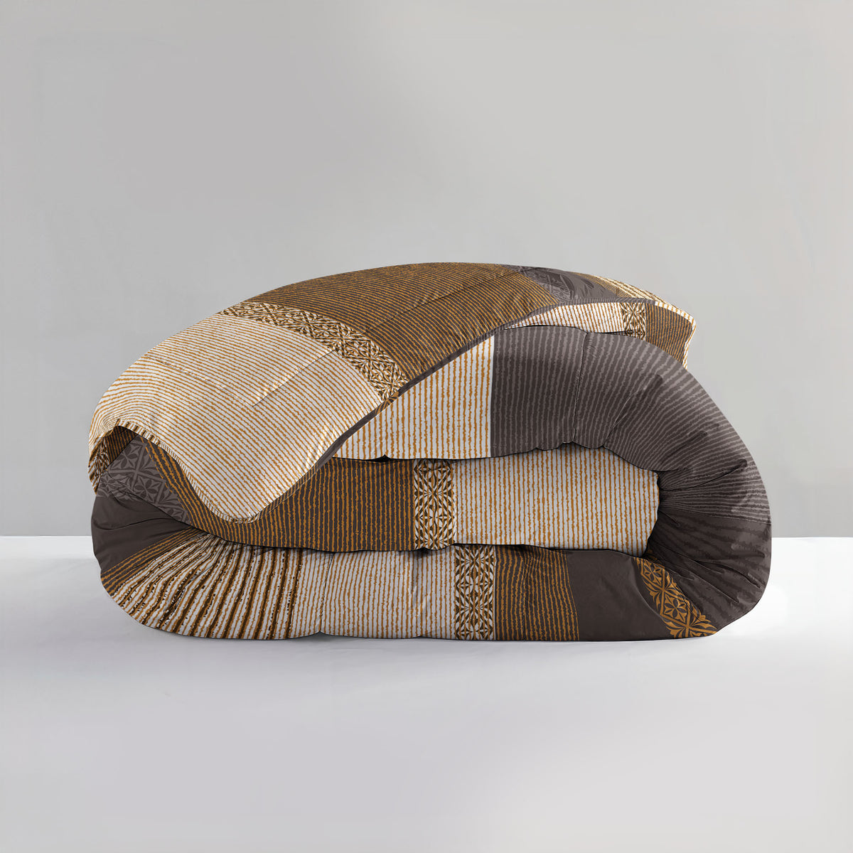 Lazy dekbed Marina microvezel taupe gestreept 200 x 200 cm, dekbed en overtrek in één, met 2 kussenslopen