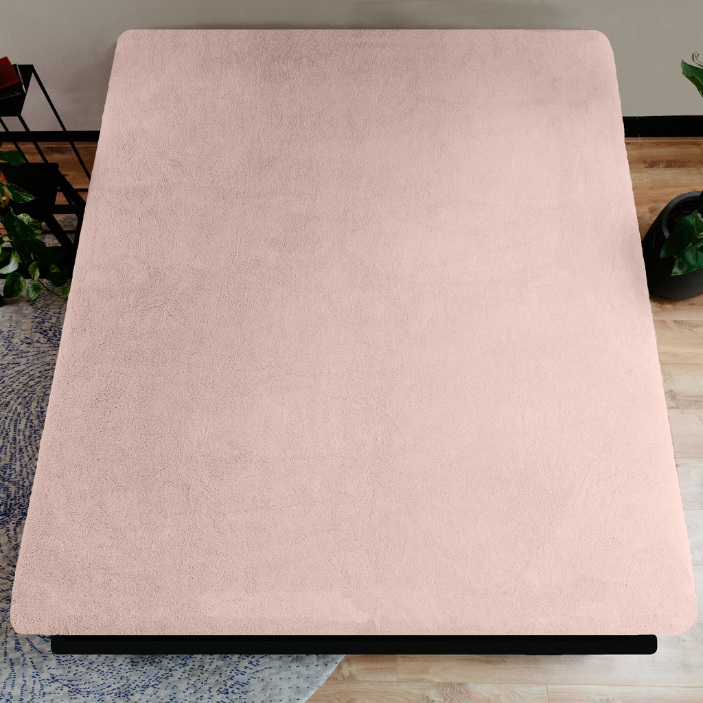Hoeslaken teddy polyester roze 180 x 200 cm, hoekhoogte 30 cm, voor de slaapkamer