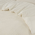 Dekbedovertrek teddy polyester beige geruit 140 x 200/220 cm, met 1 kussensloop