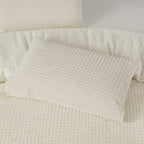 Dekbedovertrek teddy polyester beige geruit 140 x 200/220 cm, met 1 kussensloop
