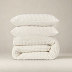 Dekbedovertrek teddy polyester beige geruit 140 x 200/220 cm, met 1 kussensloop