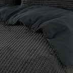 Dekbedovertrek teddy polyester antraciet 140 x 220 cm, met 1 kussensloop, schelpenstructuur