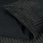 Dekbedovertrek teddy polyester antraciet 140 x 220 cm, met 1 kussensloop, schelpenstructuur