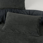 Dekbedovertrek teddy polyester antraciet 140 x 220 cm, met 1 kussensloop, schelpenstructuur