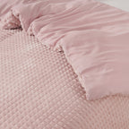 Dekbedovertrek teddy polyester roze 240 x 220 cm, met 2 kussenslopen, geruite structuur