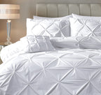 Dekbedovertrek fluweel pintuck wit 140 x 220 cm, met 1 kussensloop 60 x 70 cm voor de slaapkamer
