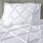 Dekbedovertrek fluweel pintuck wit 140 x 220 cm, met 1 kussensloop 60 x 70 cm voor de slaapkamer