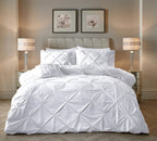 Dekbedovertrek fluweel polyester pintuck wit 240 x 220 cm, met 2 kussenslopen 60 x 70 cm