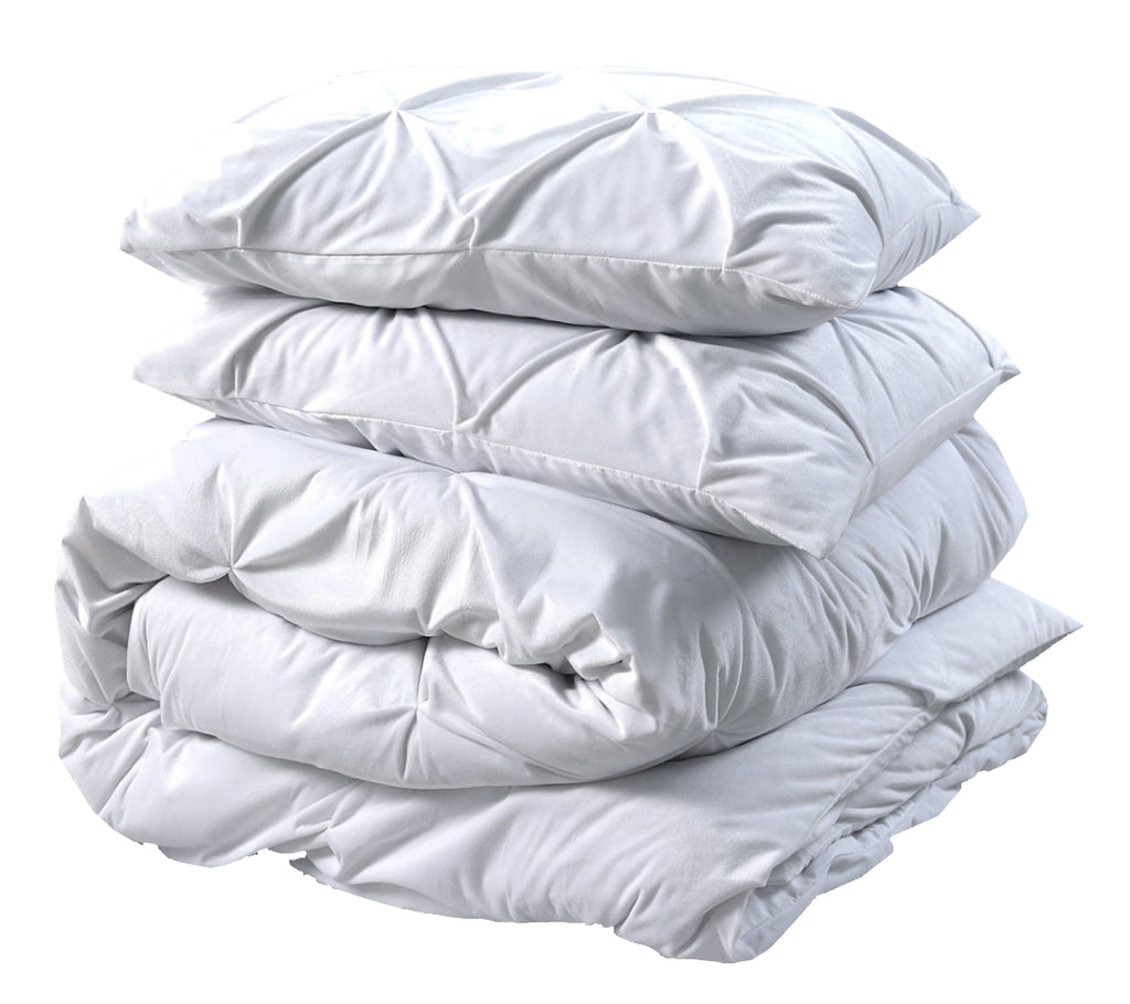 Dekbedovertrek fluweel polyester pintuck wit 240 x 220 cm, met 2 kussenslopen 60 x 70 cm