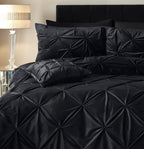 Dekbedovertrek fluweel pintuck zwart 200 x 220 cm, met 2 kussenslopen 60 x 70 cm voor de slaapkamer